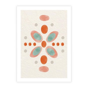 Plakat bez ramy 40x50 - Symfonia Natury - abstrakcyjne plamy w odcieniach pomarańczowym, kropki plamki