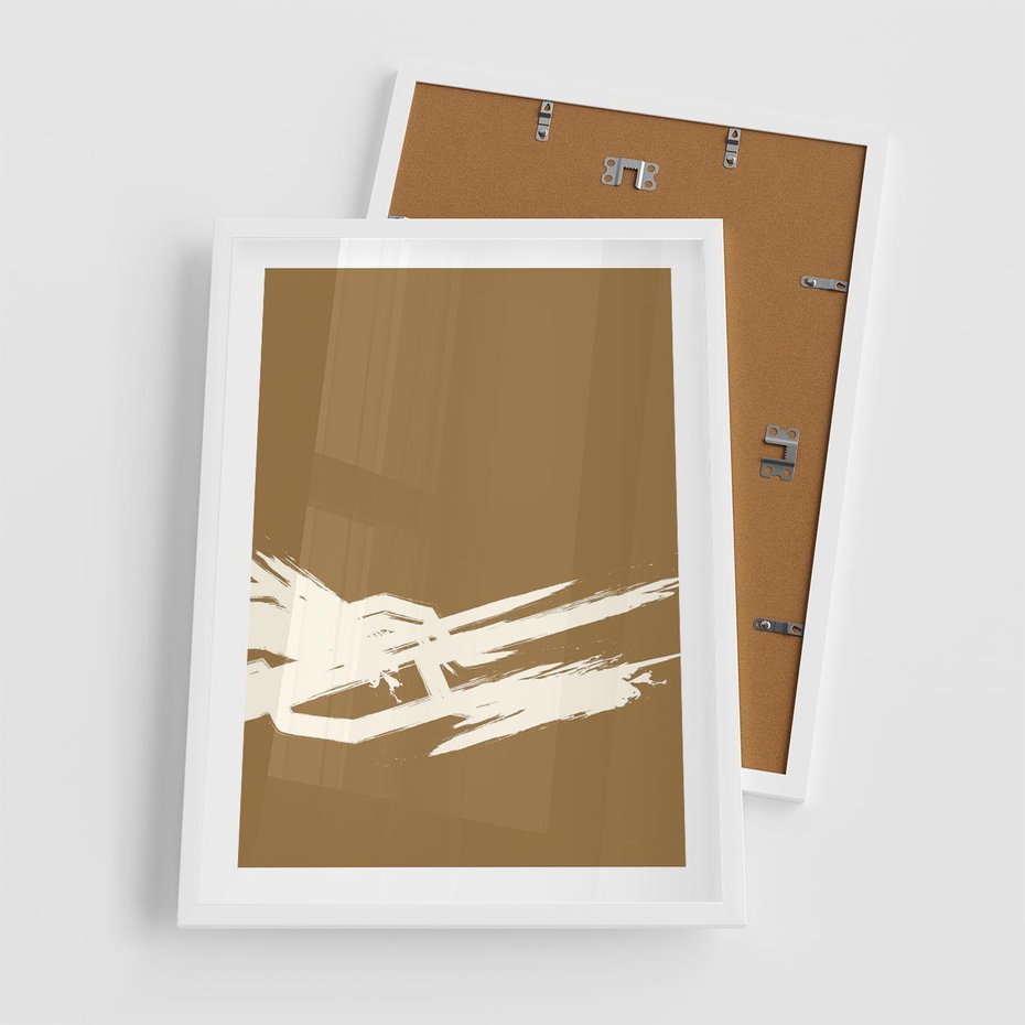 Plakat w ramie 50x70 - Taniec Energii - abstrakcyjne kreski, maźnięcia - rama biała