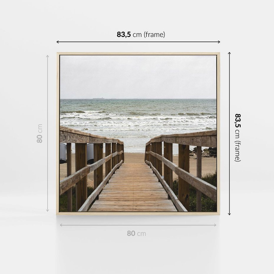 Obraz w ramie 80x80 - Morze i drewniany pomost - morze, pomost - rama drewno