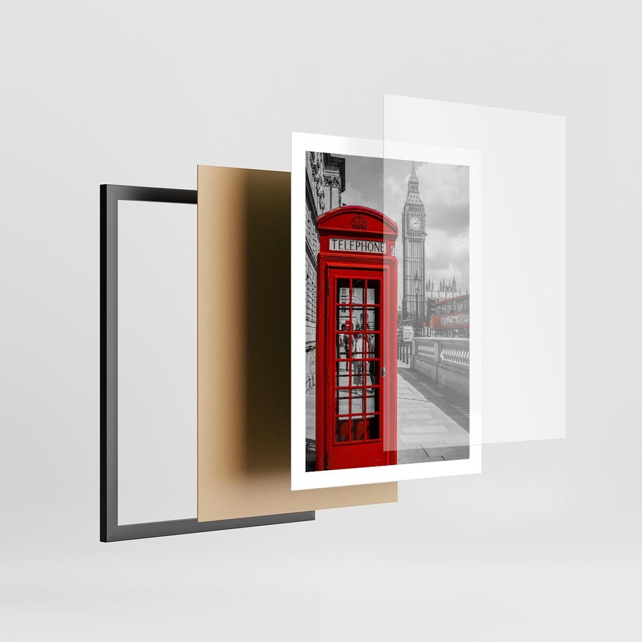 Plakat w ramie 50x70 - Budka w Londynie - Londyn, budka - rama czarna