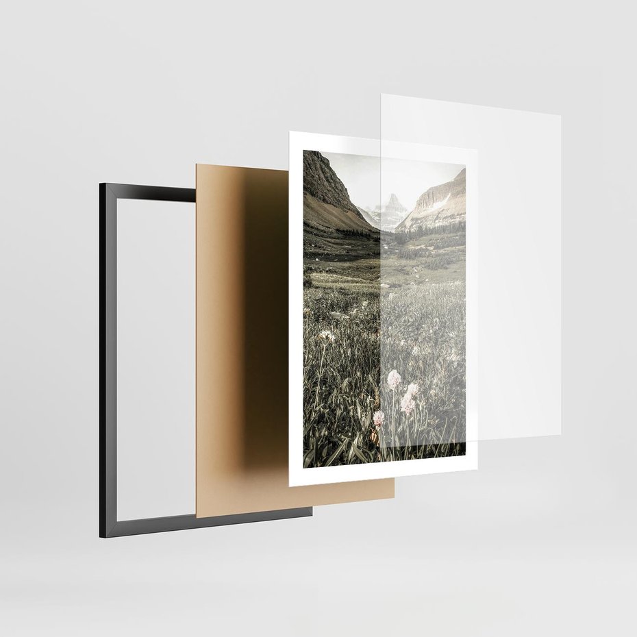 Plakat w ramie 50x70 - Nostalgiczne Góry - górski krajobraz, łaka w górach - rama czarna