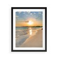 Plakat w ramie 40x50 - Zachód słońca na plaży - plaża, zachód - rama czarna