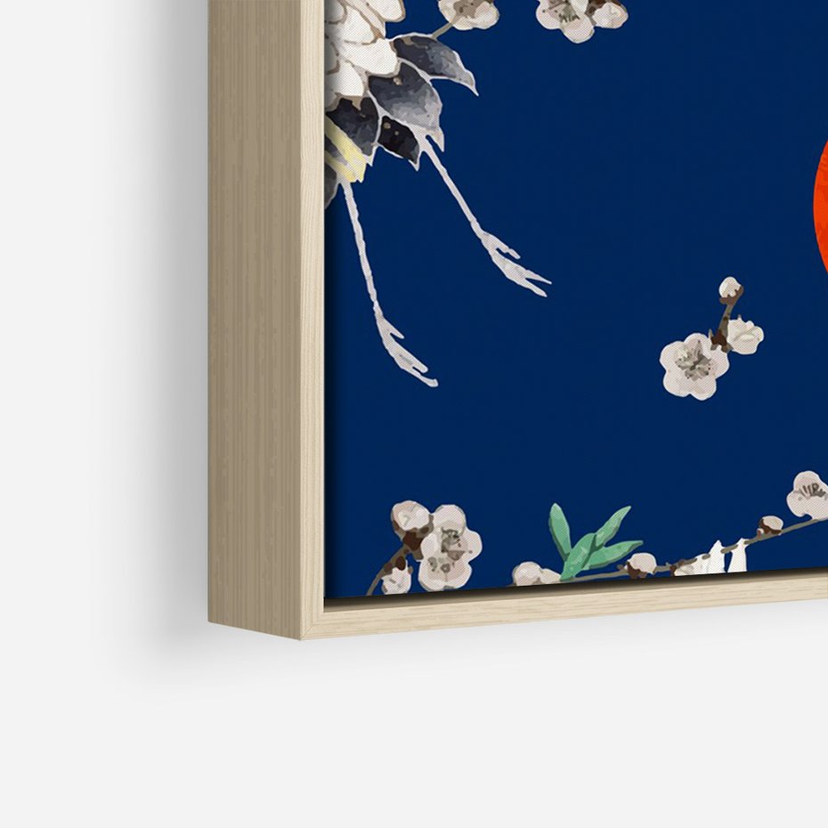 Obraz w ramie 50x70 - Japońskie Żurawie Indygo - sztuka japońska, japonia - rama drewno