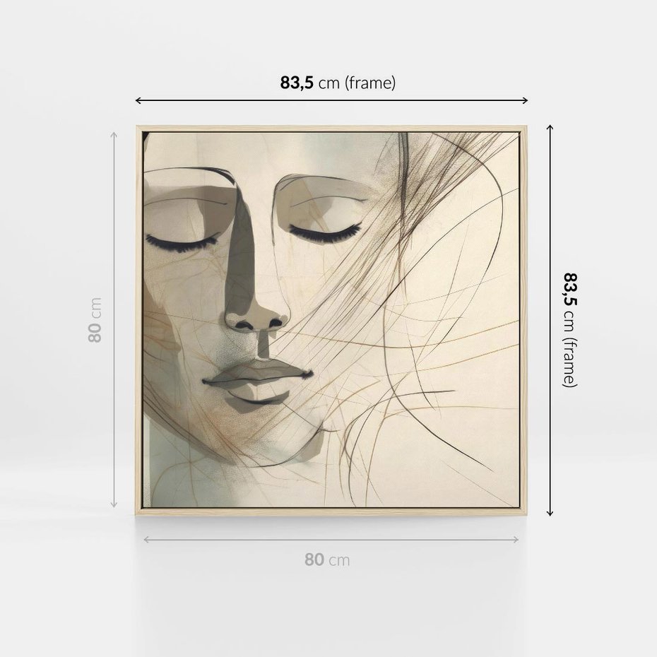 Obraz w ramie 80x80 - Tylko Zamknij Oczy - twarz kobiety, zamknięte oczy - rama drewno
