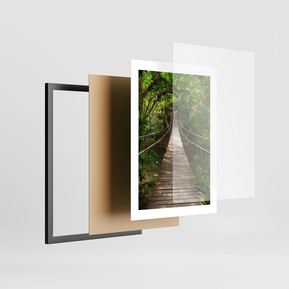 Plakat w ramie 30x40 - Przez Dżunglę - most, linowy - rama czarna