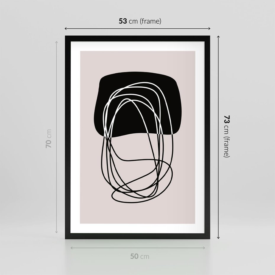 Plakat w ramie 50x70 - Strukturalne Kontrasty - abstrakcyjne szkicowane linie, minimalizm - rama czarna