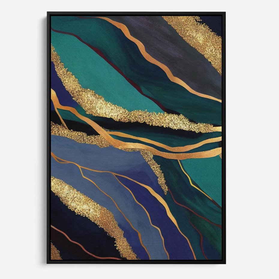 Obraz w ramie 70x100 - Sztorm malarskich emocji - marmur, abstrakcyjna grafika - rama czarna