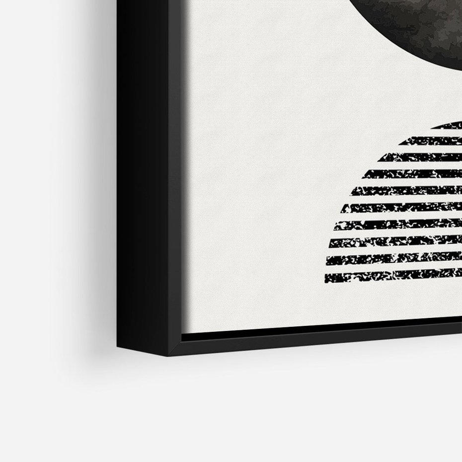 Obraz w ramie 70x100 - Tajemnicza Kompozycja - abstrakcyjne czarno białe formy, minimalizm - rama czarna