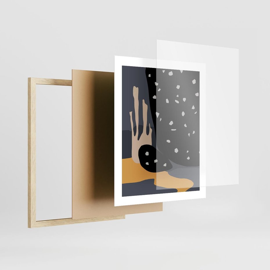 Plakat w ramie 40x50 - Formy Szarości - ciemny, mroczny plakat - rama drewno
