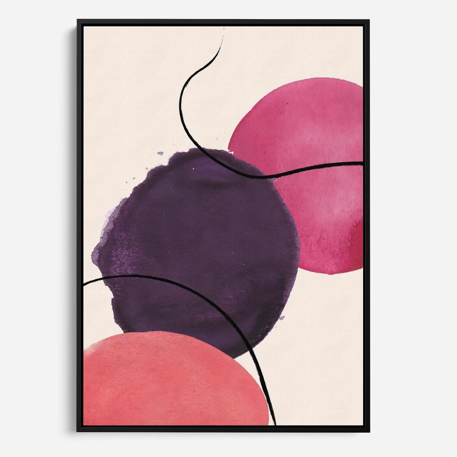 Obraz w ramie 70x100 - Migotliwe Widzenia - abstrakcyjne akwarelowe plamy, nieregularne linie - rama czarna