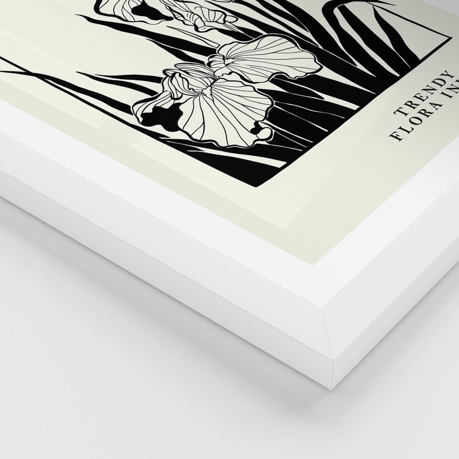 Plakat w ramie 30x40 - Spojrzenia na szkicowaną przeszłość - kwiaty, typografia - rama biała