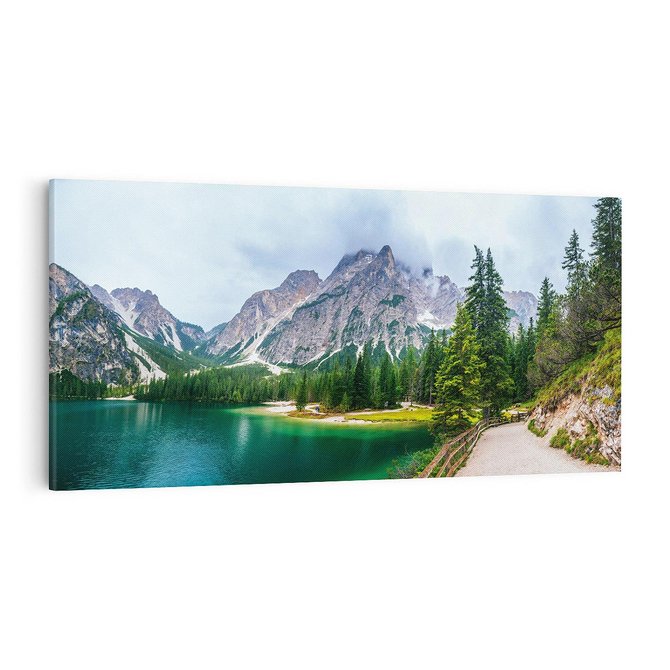 Obraz na płótnie 100x50 - Góry: Piękno nad jeziorem - góry, jezioro