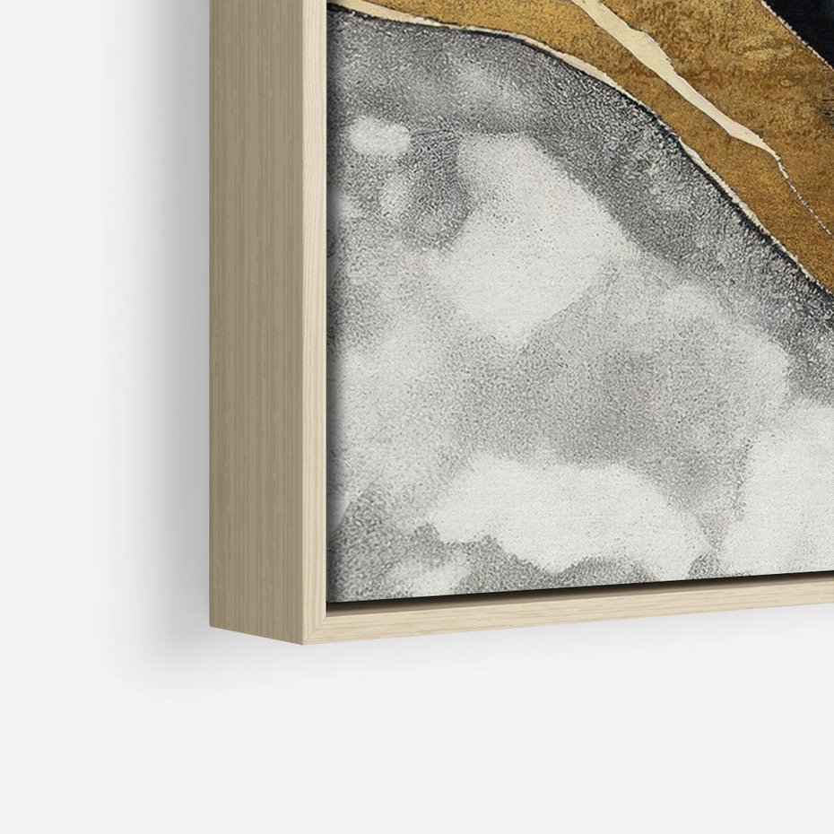 Obraz w ramie 70x50 - Refrakcje płynącej rzeczywistości - jak marmurowa rzeka, linie złota - rama drewno