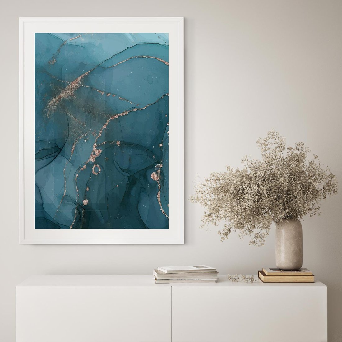 Plakat bez ramy 40x50 - Marmurowa Elegancja: Kolory Oceanu - marmur, kolory oceanu