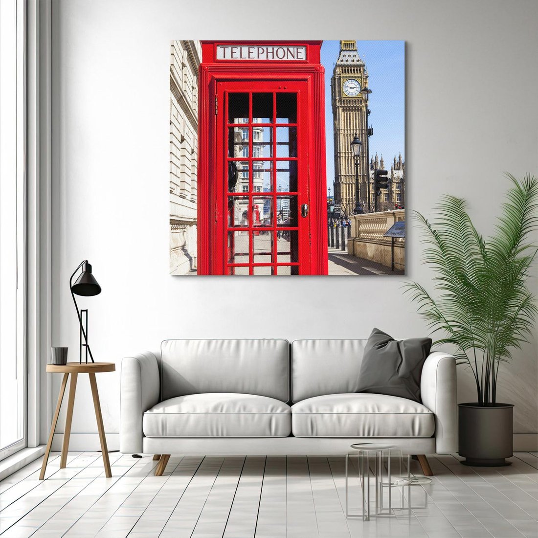 Obraz na płótnie 70x70 - Ikoniczna budka telefoniczna w Londynie - budka, telefoniczna