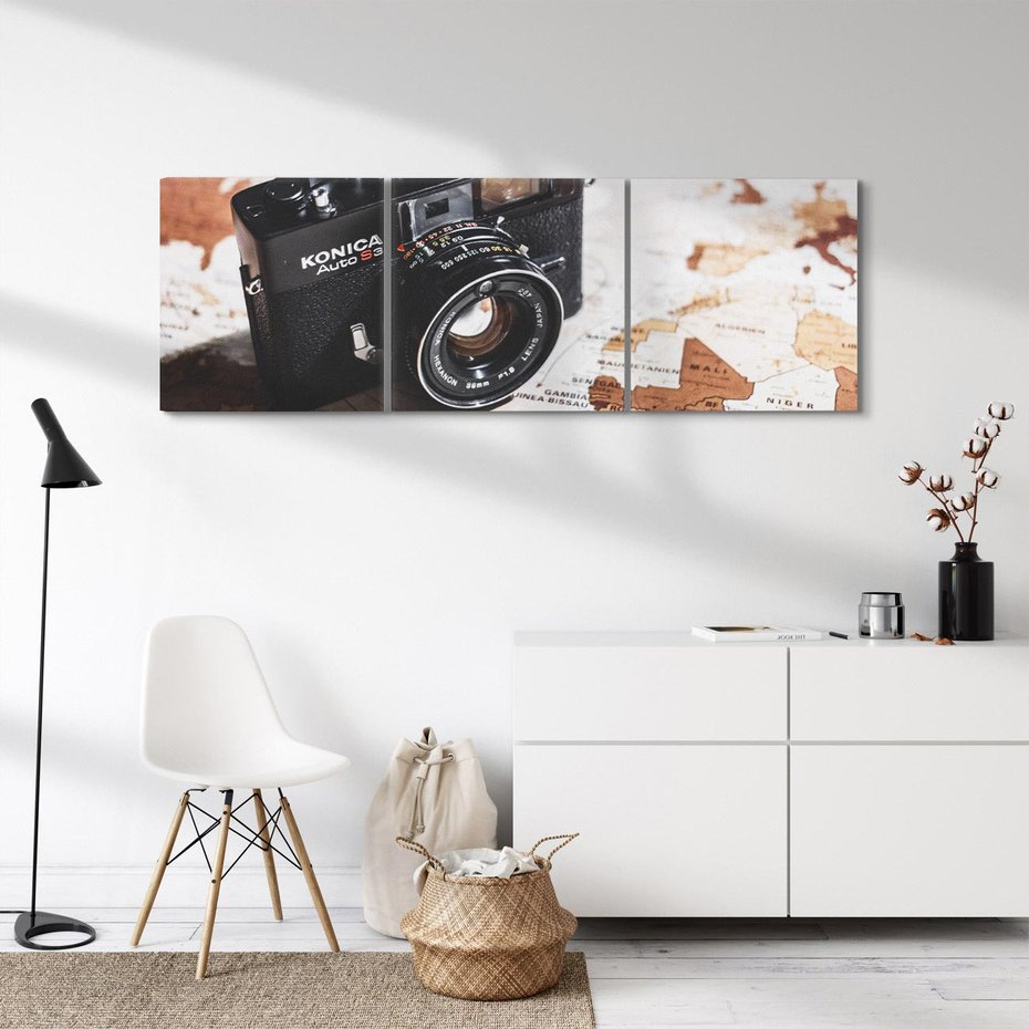 Obraz na płótnie 120x40 - Fotograficzna Przygoda Retro - aparat, retro