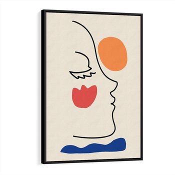 Obraz w ramie 50x70 - Taniec Przenikających Plam - abstrakcyjny obraz, przypomina twarz - rama czarna