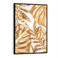 Obraz w ramie 50x70 - Monstera Złote Liście - monstera, złote - rama czarna