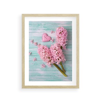 Plakat w ramie 30x40 - Hiacynty w Kwiatowej Kompozycji - hiacynty, kwiaty - rama drewno