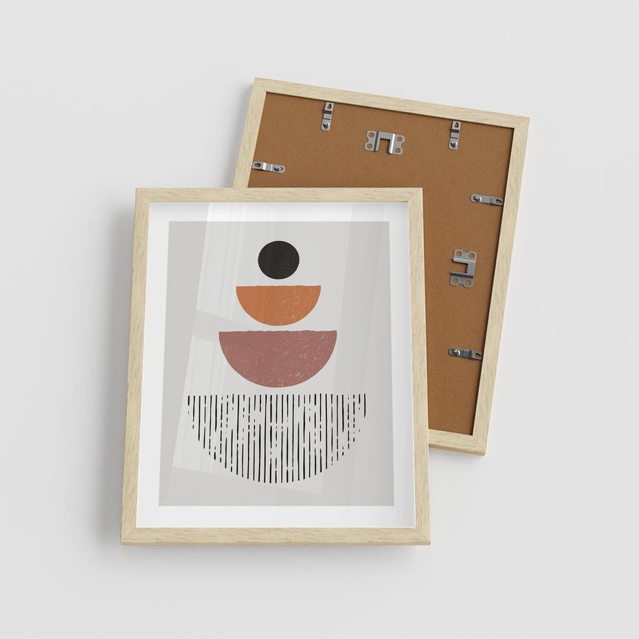 Plakat w ramie 40x50 - Półkola i Boho Akcent - geometria, półkola - rama drewno