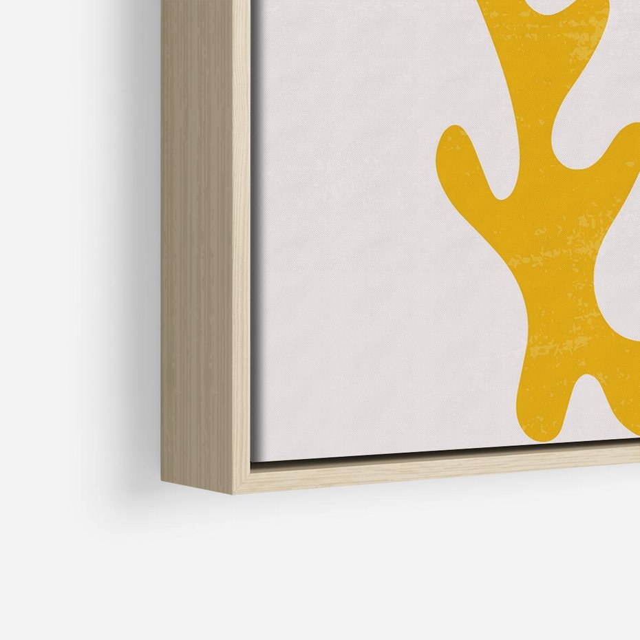 Obraz w ramie 80x80 - Abstrakcyjna Synergia - abstrakcyjna żółta forma, minimalizm - rama drewno