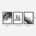 Zestaw obrazy w ramie 40x50 galeria - Palmy, liście, cytat, napis - rama czarna