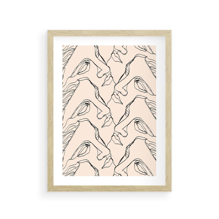 Plakat w ramie 30x40 - Grafika z Twarzami Greckiej Rzeźby - grafika, plakat - rama drewno