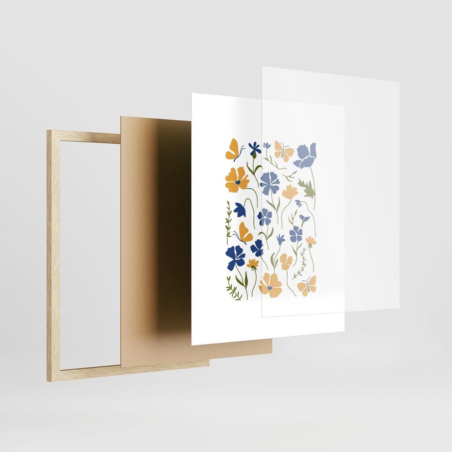 Plakat w ramie 40x50 - Odgłosy Wizji - kwiaty, sztuka nowoczesna - rama drewno