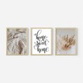 Zestaw obrazy w ramie 50x70 galeria - Dom, home, cytat, napis, typografia - rama drewno