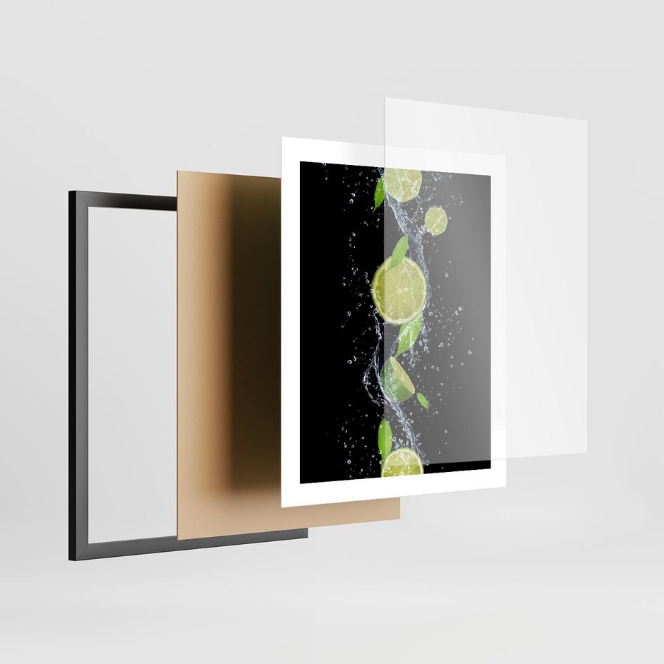 Plakat w ramie 40x50 - Świeżość Cytrusów - limonki, cytryny - rama czarna