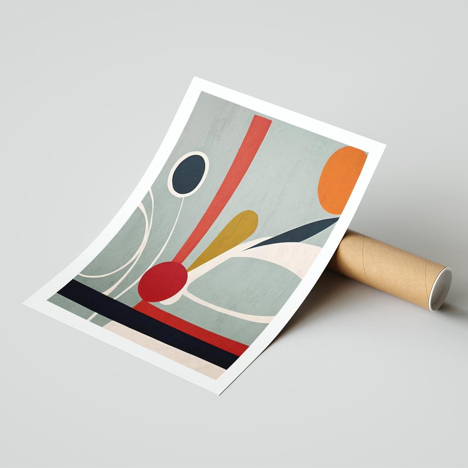 Plakat bez ramy 50x70 - Harmonia Kolorowych Impulsów - abstrakcyjny obraz olejny, dziwne formy