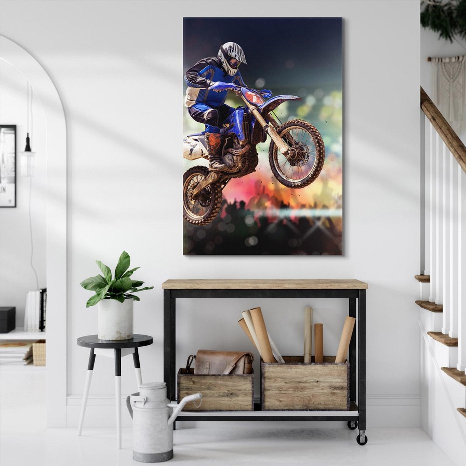 Obraz na płótnie 50x70 - Adrenalina na motocyklu cross - motocykl, cross