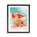 Plakat w ramie 40x50 - Rajski Widok - plaża miami, domek ratownika - rama czarna