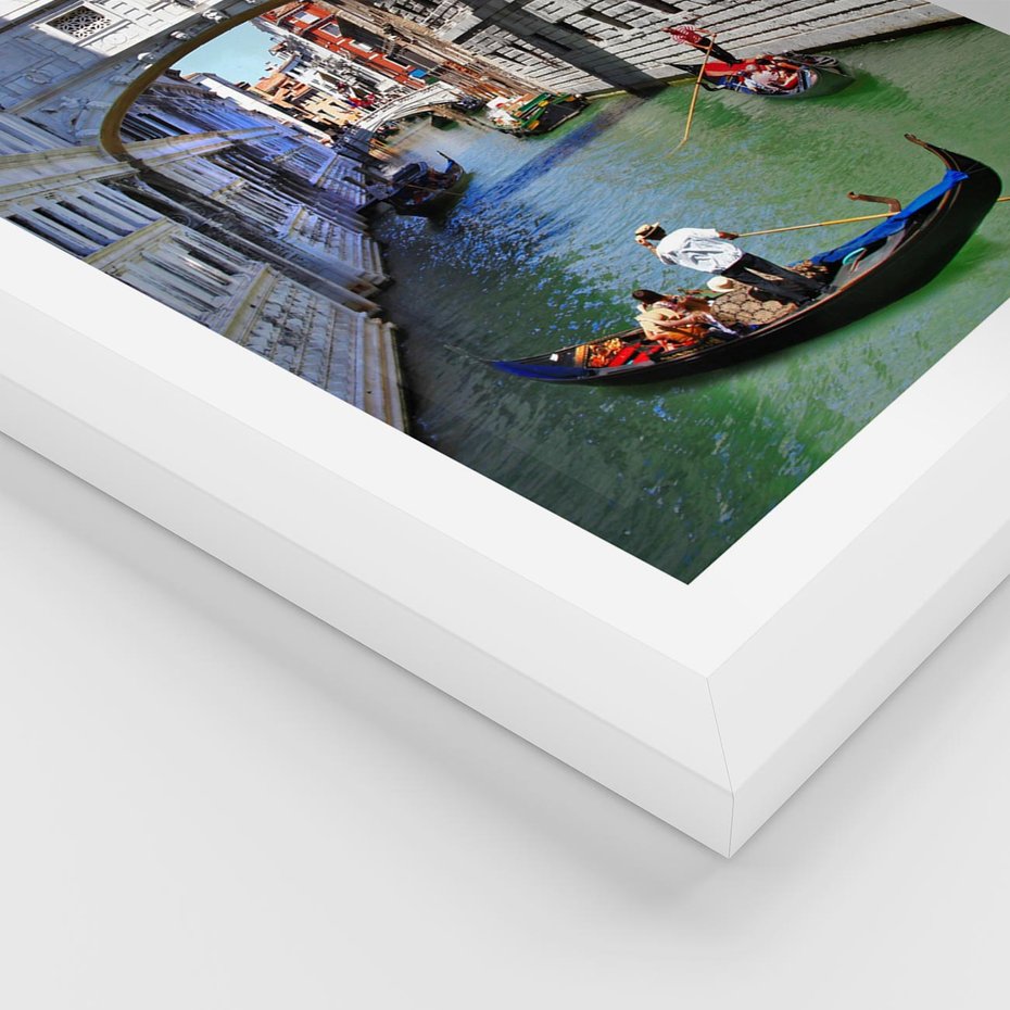 Plakat w ramie 30x40 - Romantyczna gondola w Wenecji - Wenecja, gondola - rama biała