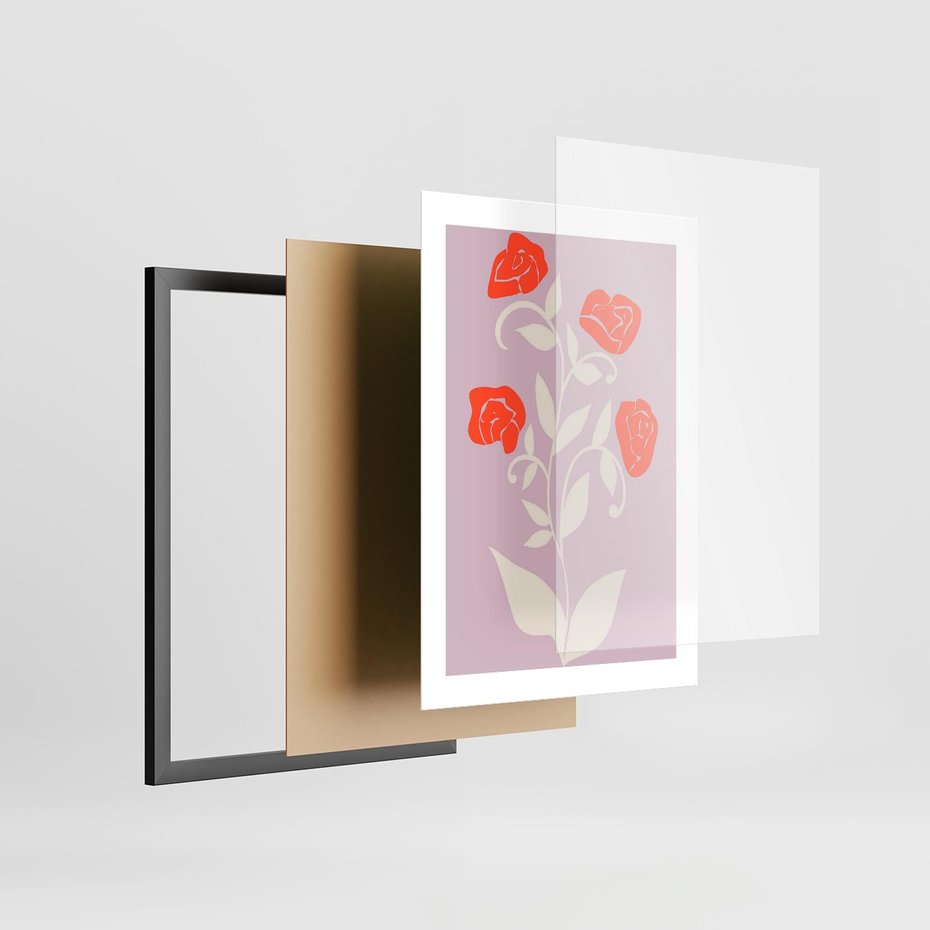 Plakat w ramie 30x40 - Migotliwe Widzenie Kwiatów - nowoczesny plakat, roślinne motywy - rama czarna