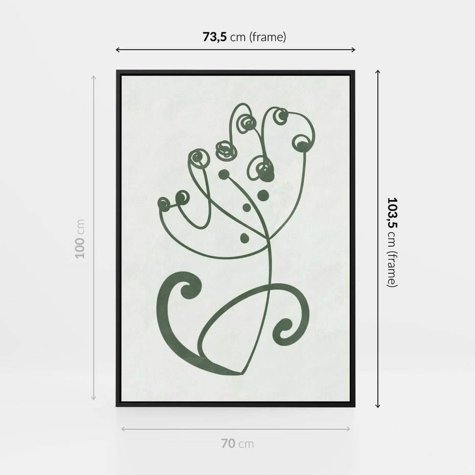 Obraz w ramie 70x100 - Zieleń Wyjątkowego Ukojenia - zielony odcień, abstrakcja - rama czarna