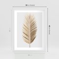 Plakat w ramie 30x40 - Złoty blask palmowego liścia - złota, palma - rama biała