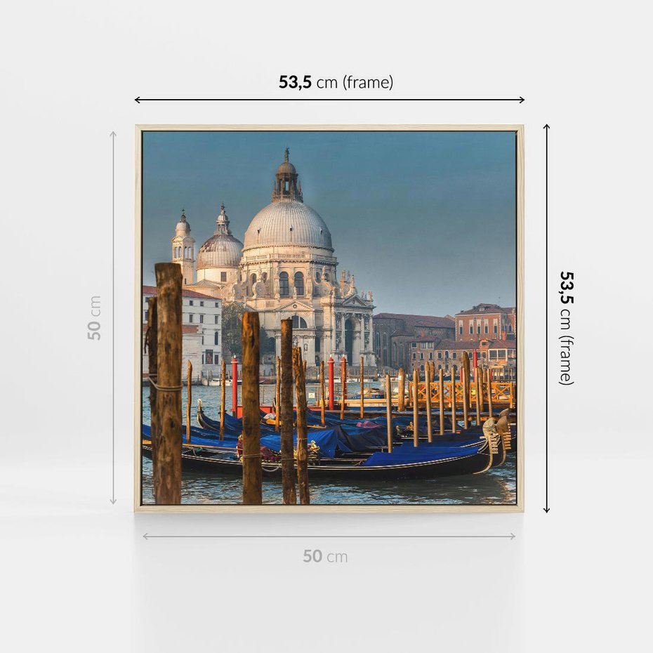 Obraz w ramie 50x50 - Urok Wenecji - fotografia, przystań w Wenecji - rama drewno