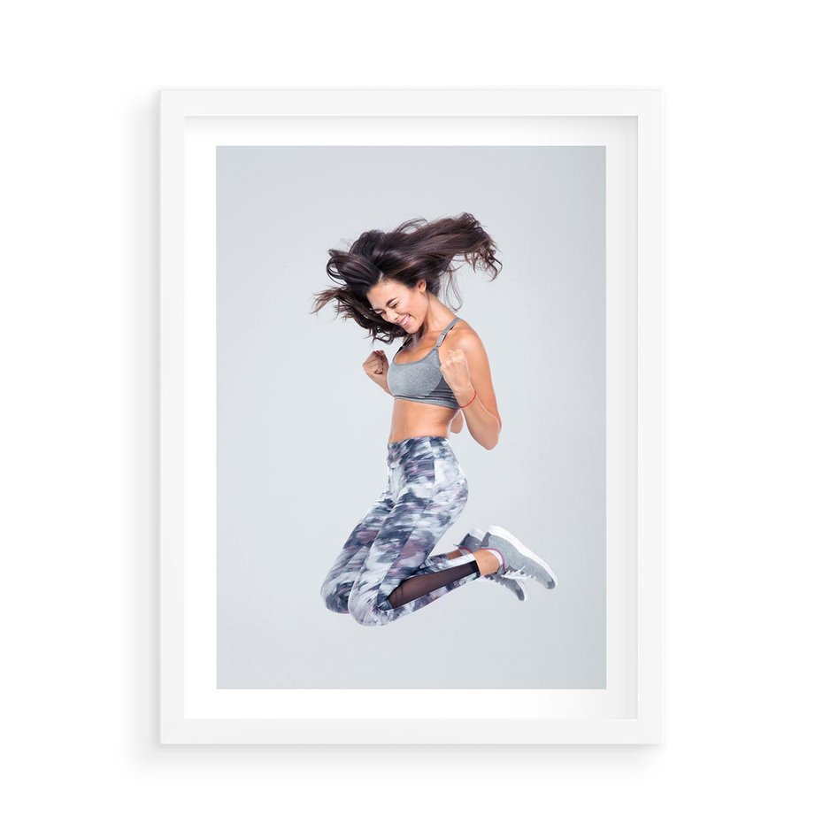 Plakat w ramie 50x70 - Sportowy Ducha: Energia i Siła - fitness, sport - rama biała