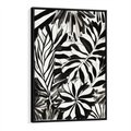 Obraz w ramie 70x100 - Czarne Liście - akwarelowy obraz, czarno biały - rama czarna