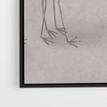 Obraz w ramie 70x100 - Spojrzenie wstecz w pędzlu - szkic rysunek, japońskie żurawie - rama czarna