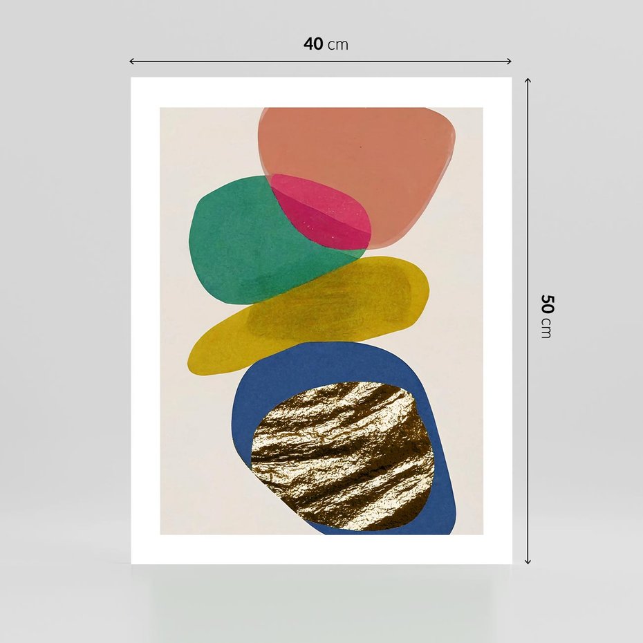 Plakat bez ramy 40x50 - Kolorowe Przenikanie Kształtów - abstrakcyjne formy, obraz olejny