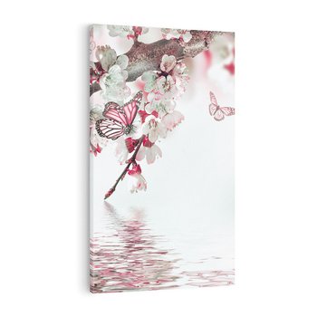 Obraz na płótnie 70x100 - Kwiatowa baśń z motylami - kwiaty, motyle