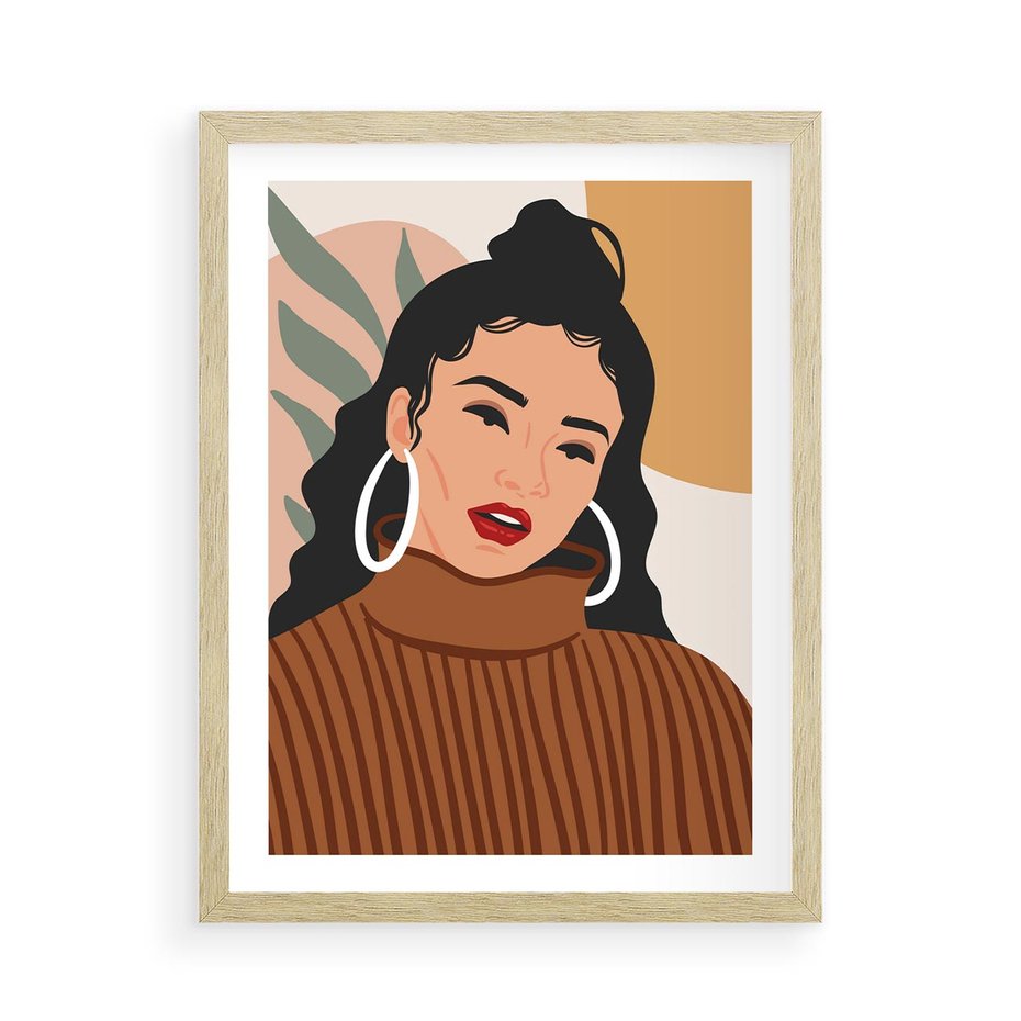 Plakat w ramie 50x70 - Kobiece Wibracje - nowoczesny plakat, styl retro - rama drewno