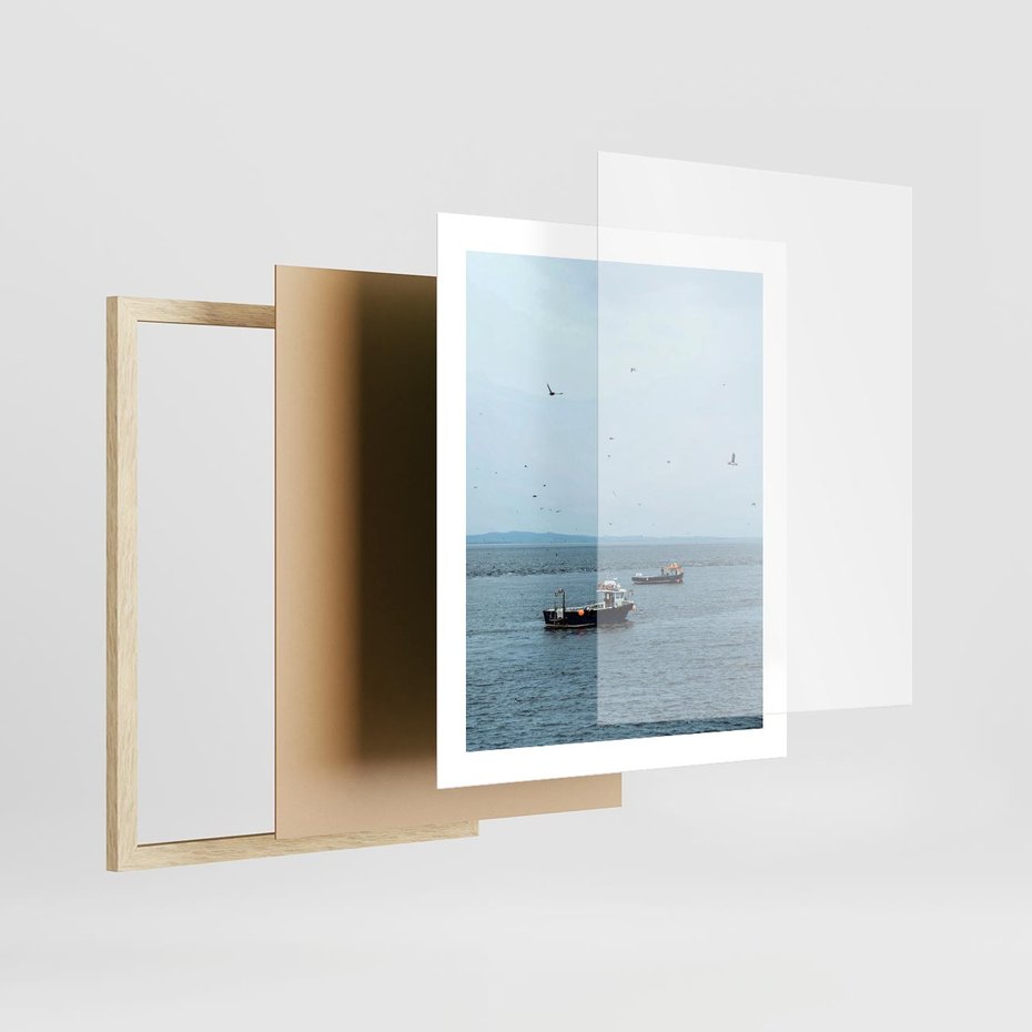 Plakat w ramie 40x50 - Rybacki Urok - morze, kutry rybackie - rama drewno