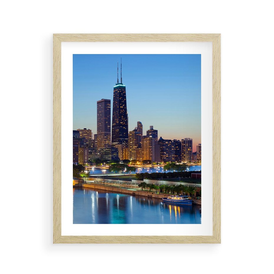 Plakat w ramie 40x50 - Miasto nad Rzeką - miasto, rzeka - rama drewno