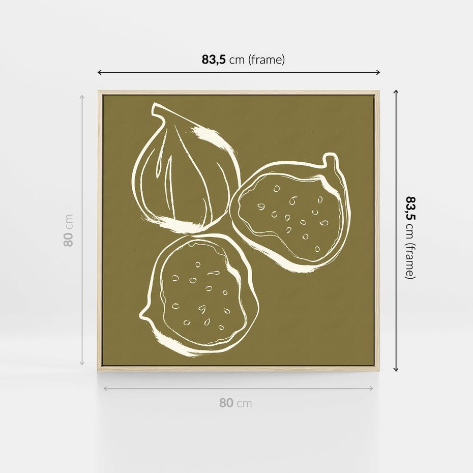 Obraz w ramie 80x80 - Podróżne Barwy - figi, minimalistyczny styl - rama drewno