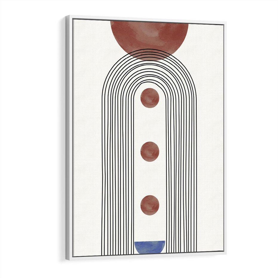 Obraz w ramie 80x120 - Symfonia Kształtów - nowoczesny plakat, styl midcentury - rama biała