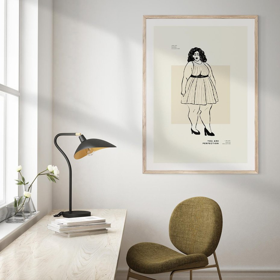 Plakat w ramie 30x40 - Ekspresja Wewnętrznych Emocji - kobieta, samoakceptacja - rama drewno