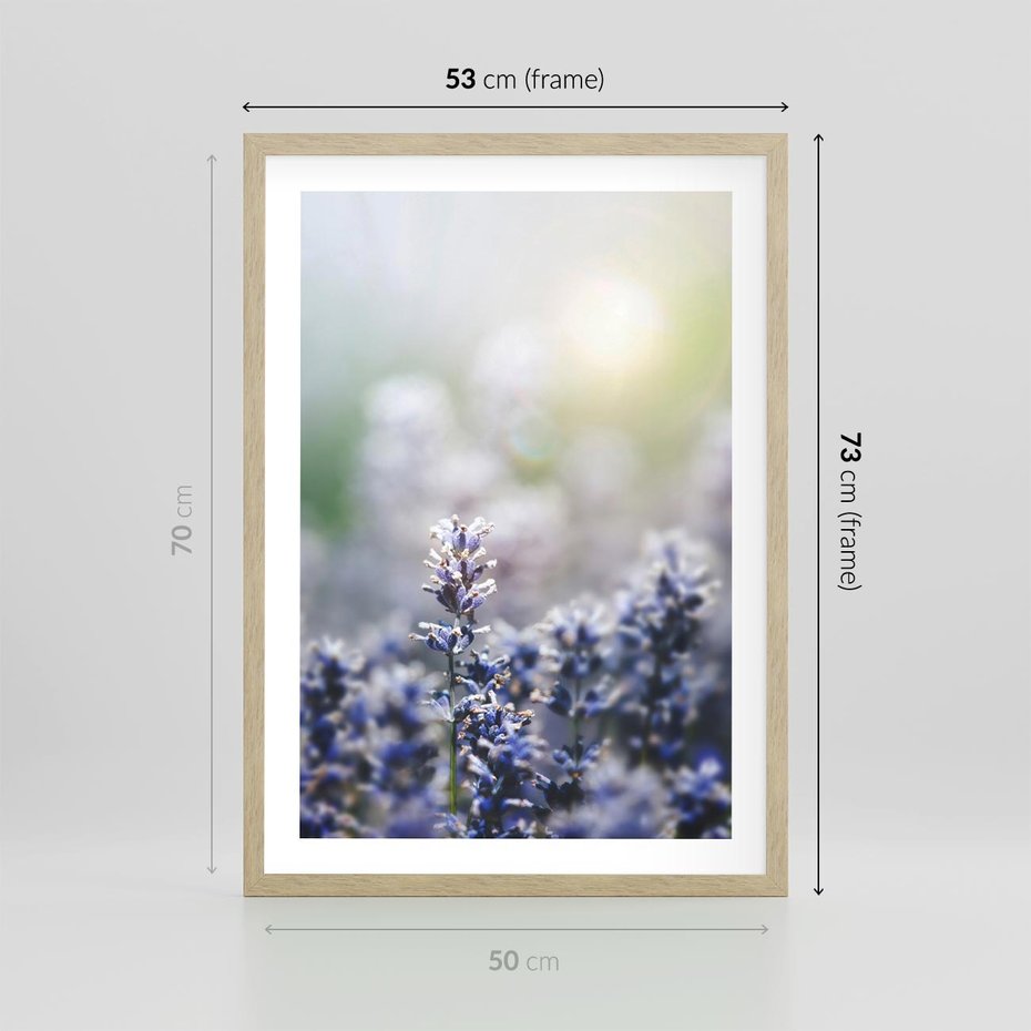 Plakat w ramie 50x70 - Delikatna Uroda Natury - wrzosy, fiolet - rama drewno